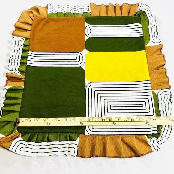 60s Mod Pillow Shams PAIR Square Pillow Slip Covers Stripes Colorful Motifs - Picture 8 of 9